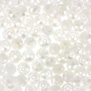  8mm Faceted Rondelle White Millefiori Beads with AB Finish 