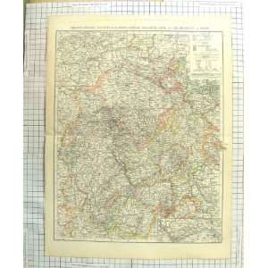    ANTIQUE MAP c1900 RHENISH PRUSSIA GRAND DUCHY HESSE