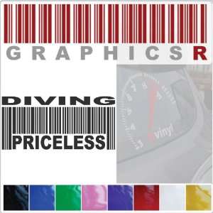  Sticker Decal Graphic   Barcode UPC Priceless Diving Diver 