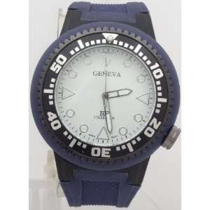   Geneva Professional Diver Look Watch Blue Rubber Band 