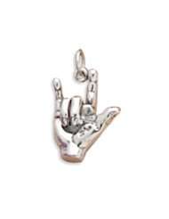 Sterling Silver 3D ASL I Love You Sign Language Charm