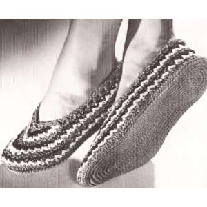  Vintage Crochet PATTERN to make   Ballet Style Stripe Slippers Soft 