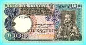 ANGOLA   1973,1000 ESCUDOS BANKNOTE  