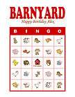 Barnyard Animals Personalized Birthday Party Game Bingo Cards