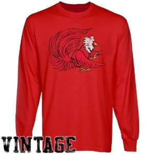 Jacksonville State Gamecocks Red Distressed Logo Vintage Long Sleeve T 