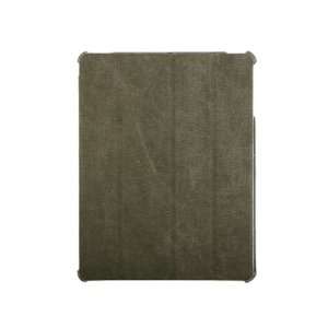 UNIEA Caj Pad Canvas Hard Flip Case for iPad 2 (Olive Green) with the 