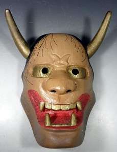 Japanese Wooden NOH HANNYA Tengu Evil Demon Mask Men 40  