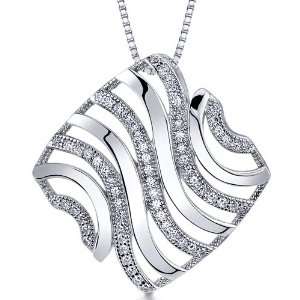  Sparkling Waves Sterling Silver Rhodium Finish Micro Pave 