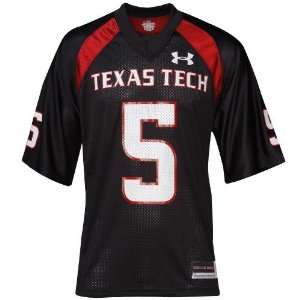   Red Raiders Youth #5 Black Replica Football Jersey