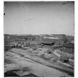 Civil War Reprint Atlanta, Ga. Railroad depot and yard; Trout House 