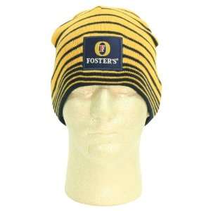  Fosters Beer Allover Stripe Winter Knit Hat   Yellow 