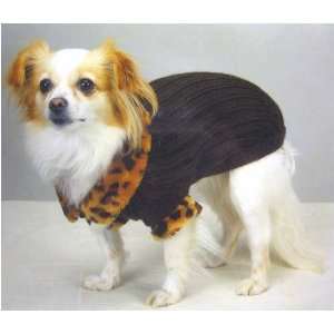  Windsor Dog Sweater with Faux Leopard Trim, Size XLarge 