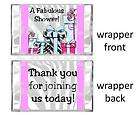 Pink Zebra Totally Fabulous Baby Shower mini candy bar wrappers PARTY 