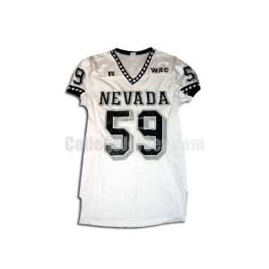  White No. 59 Game Used Nevada Russell Football Jersey 