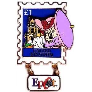  Minnie Uk # 10 Epcot Stamp Dangle 3d Le WDW Disney PIN 