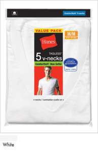 NEW HANES WHITE COTTON V NECK UNDERSHIRT 777P5 5PACK  