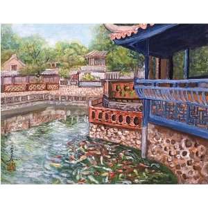 Village Pond (Canvas) by Komi Chen. size 26 inches width by 20 inches 