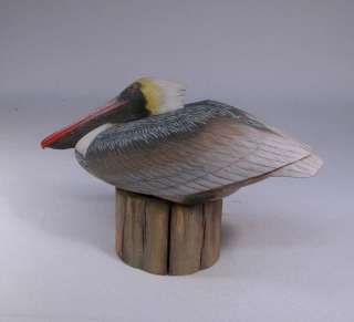 Pelican Hand Carved Wooden Bird/Birdhug  