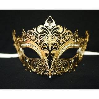 Venetian Gold Mask w/ Metal Laser cut and Crystals on Eyes