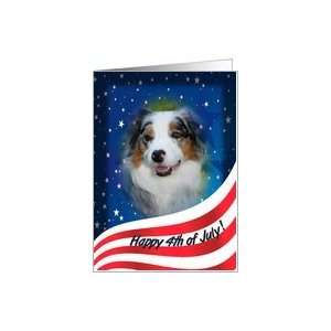 July 4th Card   featuring a blue merle Australian Shepherd Card