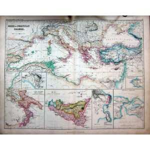  MAP 1873 ITALY SARDINIA CORSICA SICILLY MILITARY