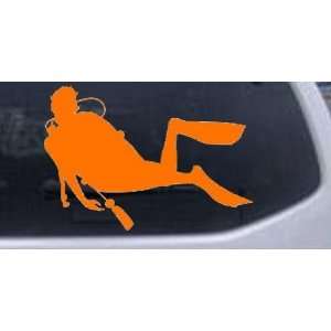 Diver Sports Car Window Wall Laptop Decal Sticker    Orange 10in X 14 