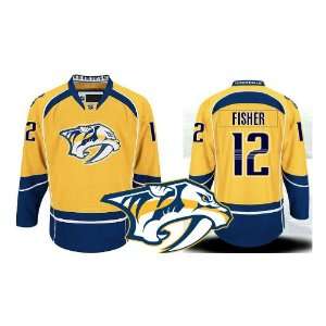 Predators Authentic NHL Jerseys Mike Fisher Home Yellow Hockey Jersey 