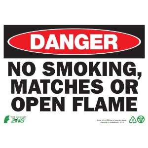  Zing Eco Safety Sign, Header DANGER, NO SMOKING MATCHES 