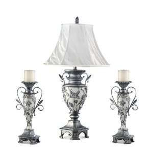  Silver Table Lamp & Candle Holder Combo Set by Coaster 