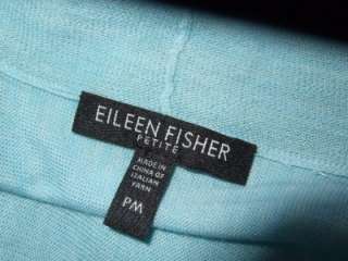 EILEEN FISHER aqua blue SOFT MERINO WOOL open front cardigan sweater $ 