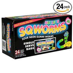 Nuclear Sqworms Sour Worms, 2 Ounce Bags Grocery & Gourmet Food