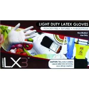 Ammex LX3 Industrial Grade Latex Glove, Powder Free, Beaded Cuff 