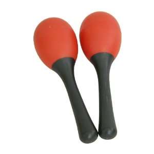  Egg Shakers W/ Handle, Plastic Pair Red Musical 