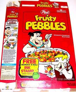 This is for one 1992 Fruity Pebbles Cereal Box. Box is flattened 