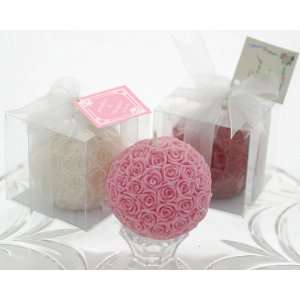  Baby Keepsake Rose Ball Candle in Gift Box   White Baby