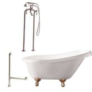   Feet, Drain, Support Brace and Floor Mount Faucet with Hand Shower and