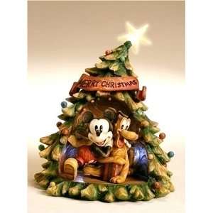  Mickey Mouse and Pluto Lighted Christmas Tree Figurine 
