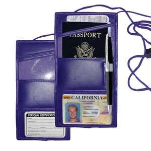 BLUE PASSPORT Leather ID CARD Pouch Thin Neck Holder  