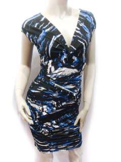 NWT BCBG MaxAzria Brand Twisted Jersey Print Fitted Vneck Sexy Dress 