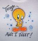 TWEETY BIRD AIRBRUSHED PERSONALIZED T SHIRT NEW ADULT SIZES S, M, L 