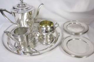 MIXED SILVERPLATE TEA SET DECO STYLE POOLE SILVER ROGERS  