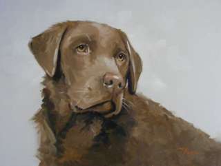Oil painting   brown lab   labrador retriever dog  