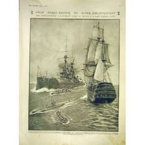  Dreadnought Ship Warship Henry Naval Review Print 1911 