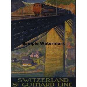  Switzerland Swiss Confederation Train Bridge Europe Travel 