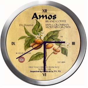 AMOS 14 Inch Coffee Metal Clock Quartz Movement  Kitchen 