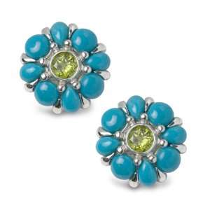  Sterling Silver Sleeping Beauty Turquoise Peridot Button 