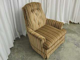   Arm Chair Great Condition w Velvet Striped Upholstery & Button Tufting