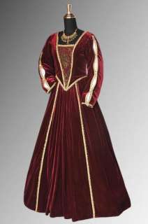 Medieval Renaissance Tudor Style Dress Gown Handmade from Brocade and 