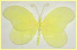 10 Yellow BUTTERFLY Wall Hanging Nursery Crystal Decor  
