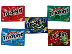 5Pck Trident Recaldent Mix Flavored Sugar Free  